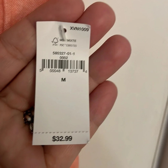 NWT Old Navy Womens Medium Peach 60/40 Linen/Rayon‎ 3/4 sleeve popover office - Picture 3 of 6